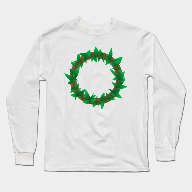 Circle Wood Leaf Game Play Button Long Sleeve T-Shirt by crackerflake